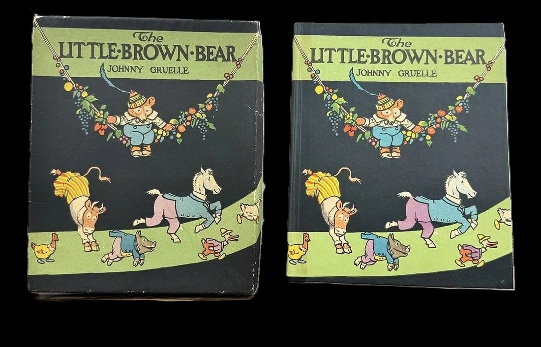 The Little Brown Bear by Johnny Gruelle, Dated 1920, Offered w/ Original Box: The Little Brown Bear by Johnny Gruelle, dated 1920, offered with the original box; a strong collector feature for early children’s books. This title sits within the golden–age illustrated
