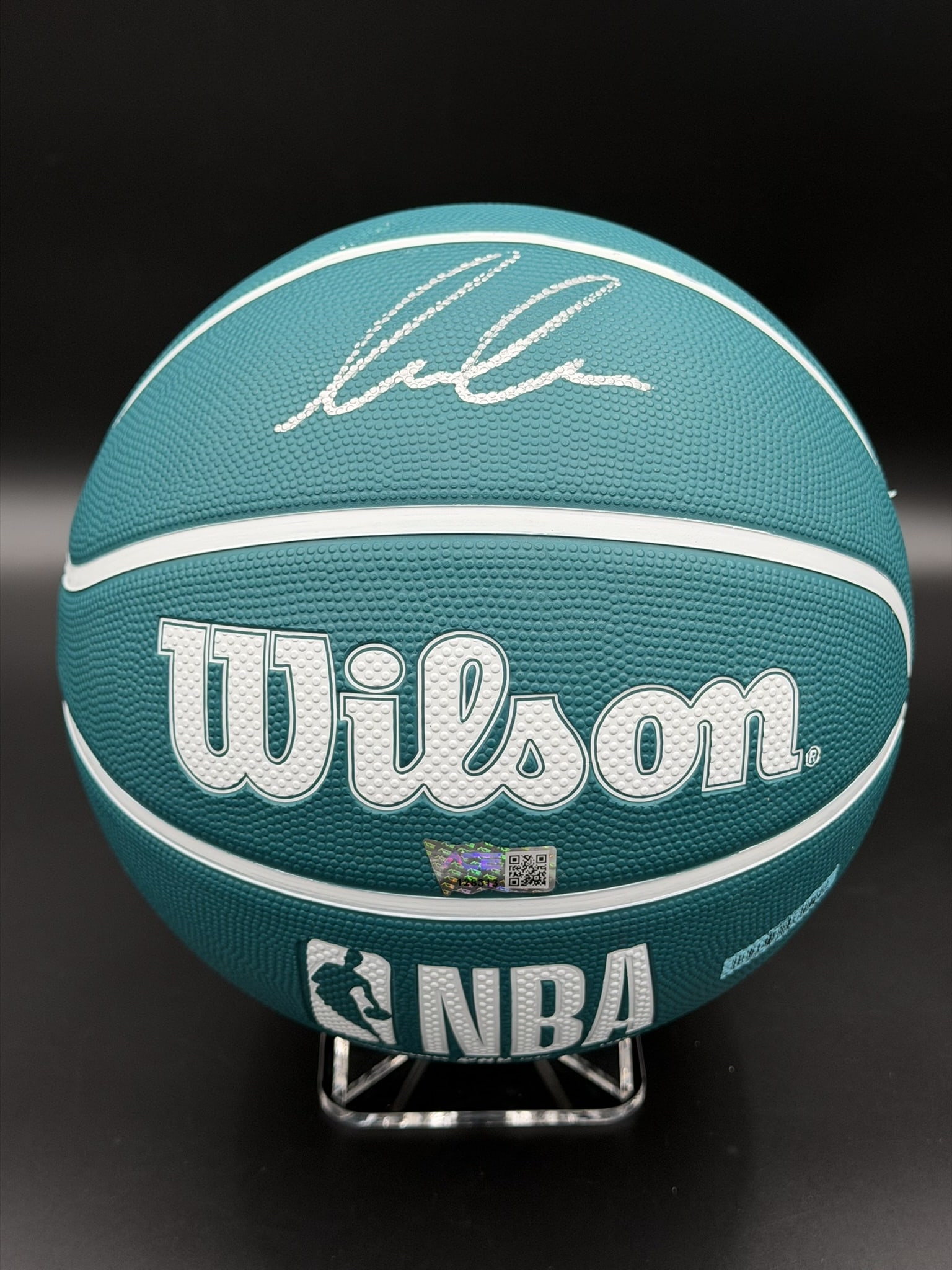 Luka Dončić Signed Wilson NBA Basketball ACE COA NWOT: Wilson NBA basketball personally signed by Luka Dončić in silver marker. The basketball features Wilson branding and NBA logo detailing. Includes an ACE Certificate of Authenticity (COA)