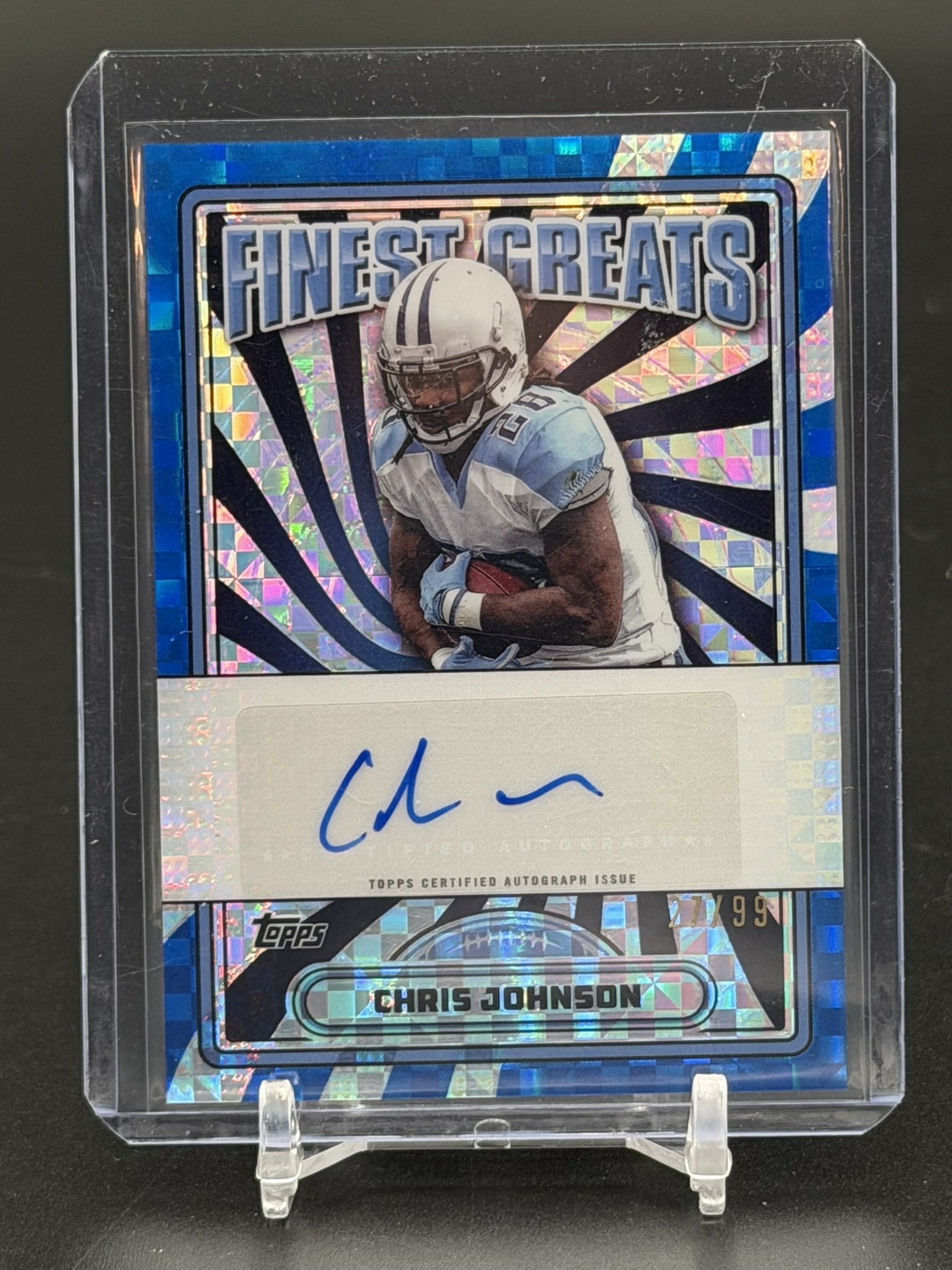 2024 Topps Finest Greatest Moments Blue Geometric Refractor Auto /99 Chris Johnson Titans (1 of 4)