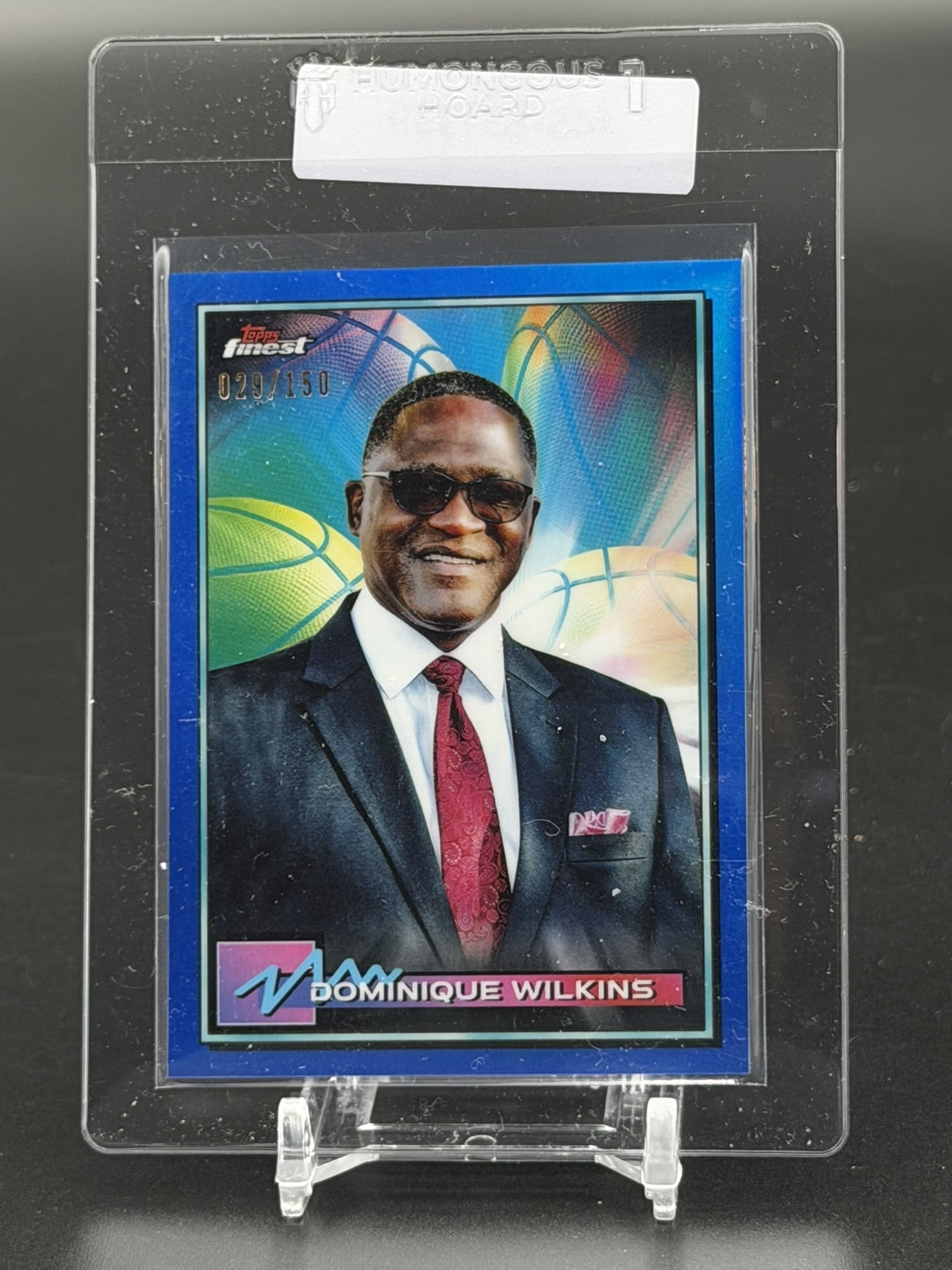 2021 Topps Finest Dominique Wilkins Blue Refractor Card #21 Serial Numbered 029/150 Atlanta Hawks (1 of 3)
