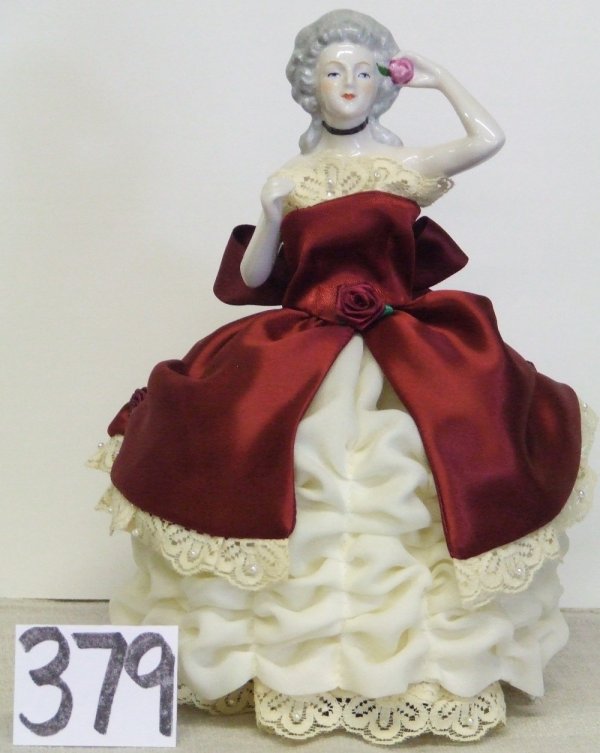 Goebel Tea Cozy Doll: Goebel Lady Emma Hamilton Half Doll; Limited Edition 0785;W.Germany 1985 Wood Base