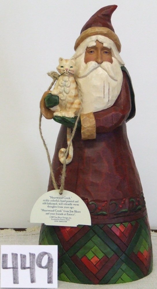 Jim Shore Collectables Santa w/Cat: 9 3/4" Santa Cat; Collector Number C105167; Copyright 2002, Original Box