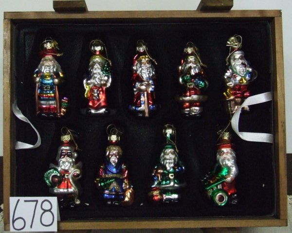 Thomas Pacconi Box Set of 18 Santa Ornaments: Set of 18 Santa Ornaments; Each dressed for a different country; Crate Included
