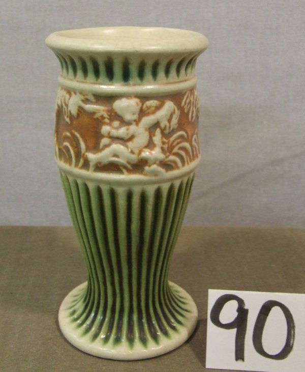 Roseville Donatello Vase: Lovely Donatello vase is 6" tall and dates to 1915; no mark.