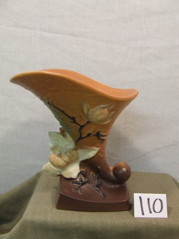 Roseville Magnolia Cornucopia Vase