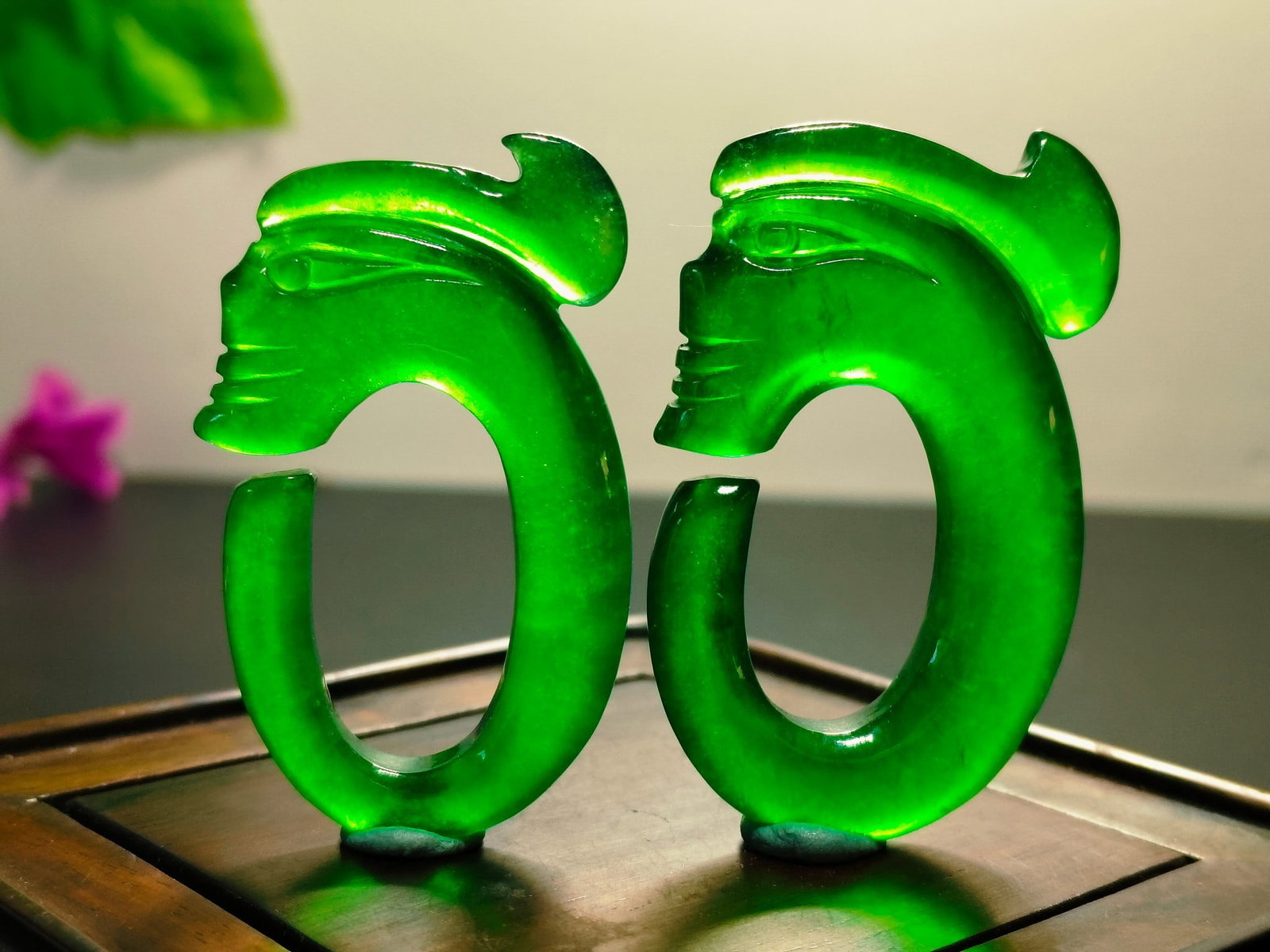 Dragon Stone Imperial Green Jadeite Pig Cage (1 of 8)