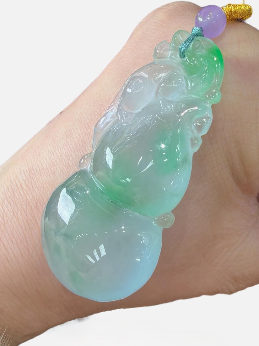 Jadeite Icy Gourd Pendant with Floating Green (1 of 9)