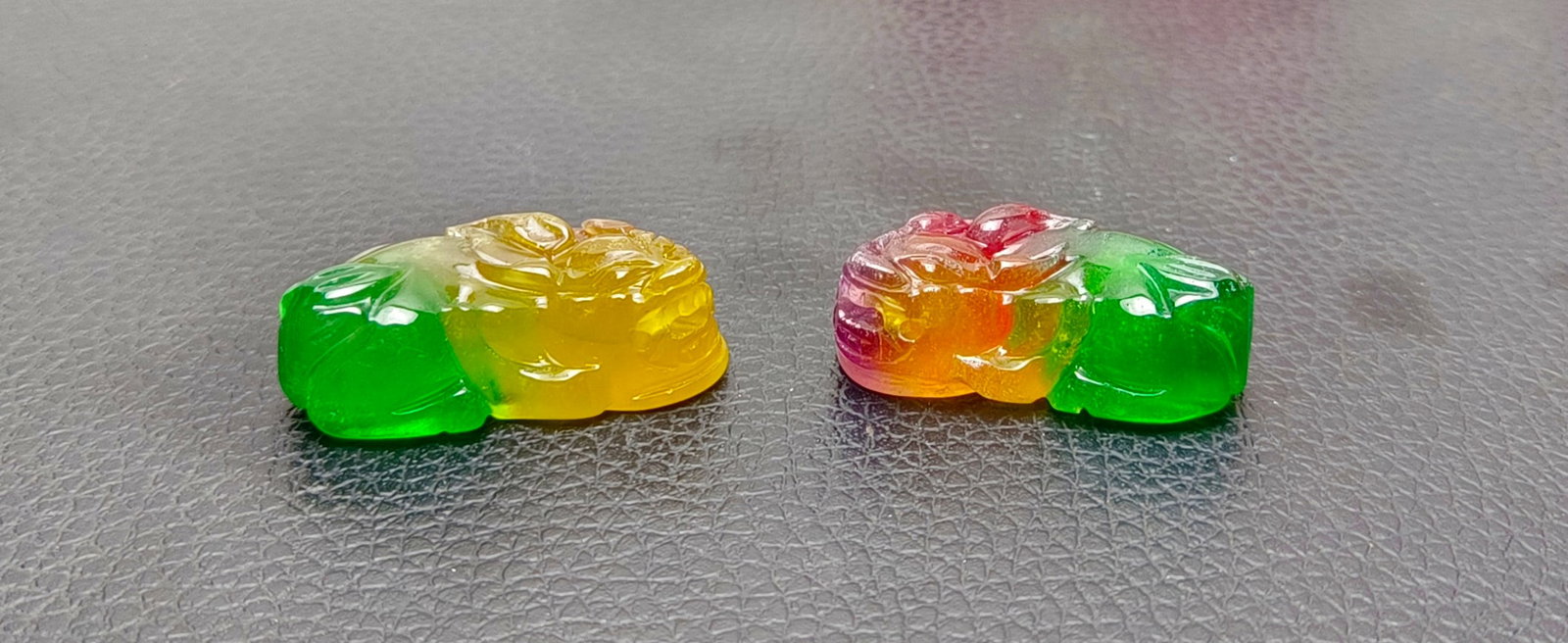 A pair of top-grade dragon stone jadeite Pixiu, colorful, extra-large and extra-thick. (1 of 8)