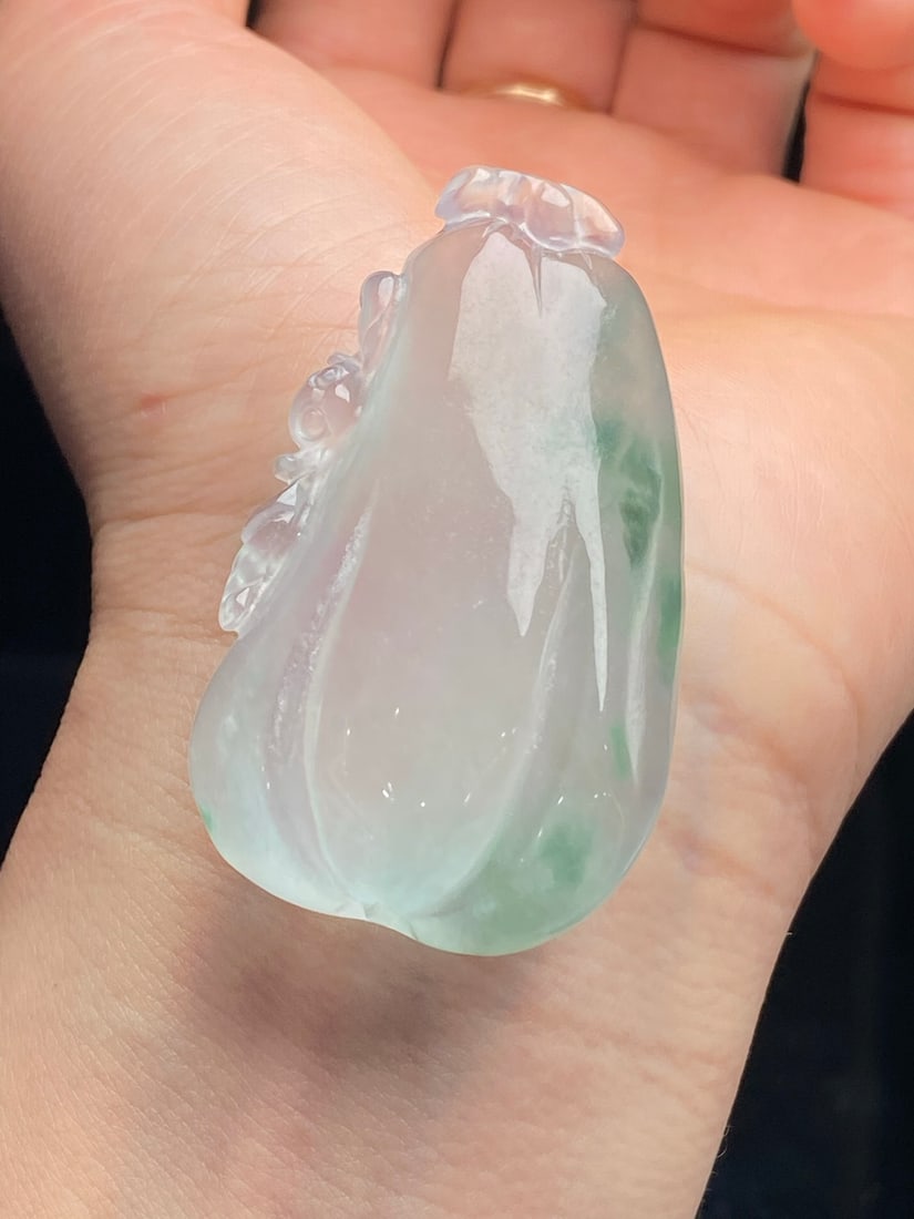 Jadeite "Lucky Gourd" Pendant with High-Icy Green Surface (1 of 9)