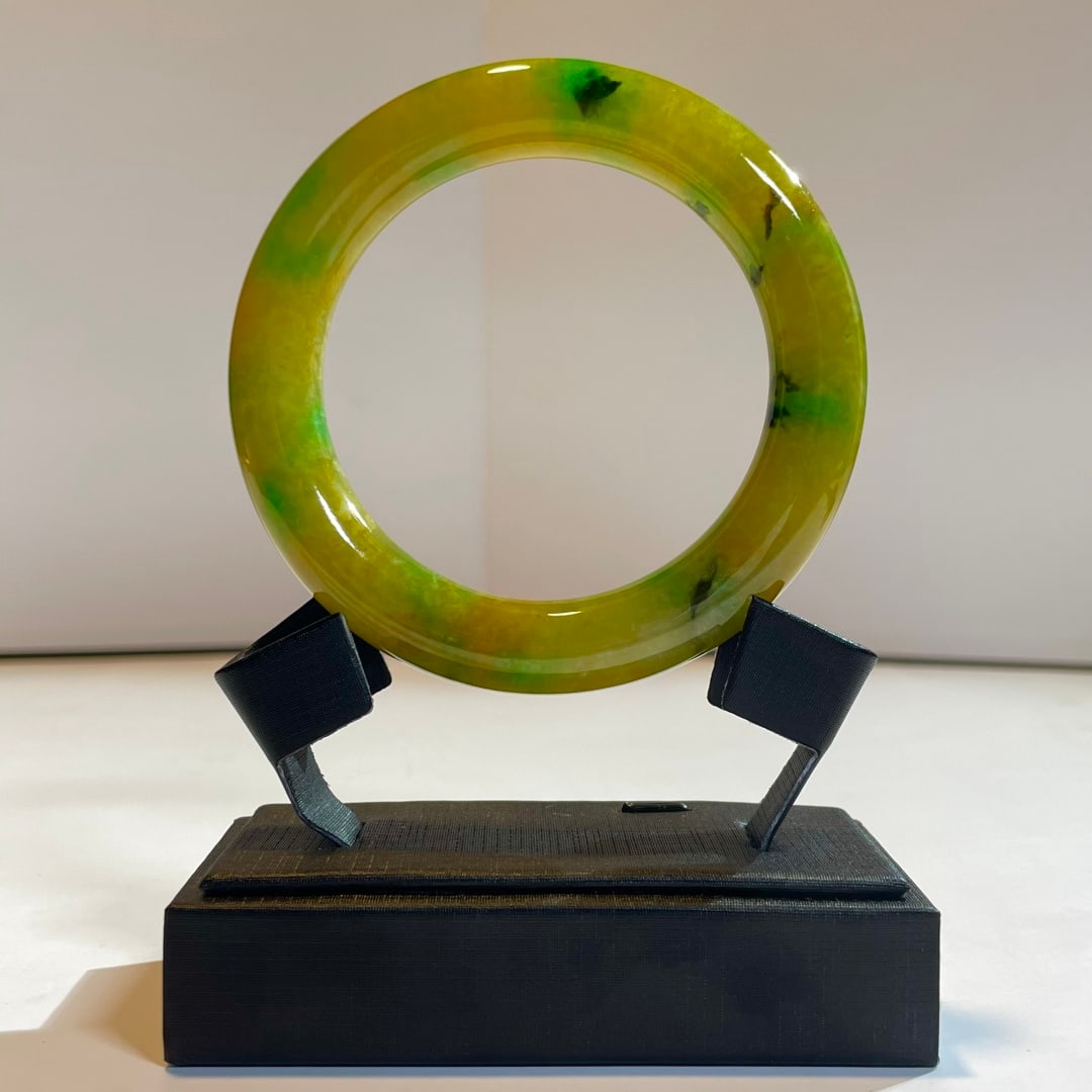 Icy Jadeite Bangle with Colorful Floating Flowers (1 of 5)