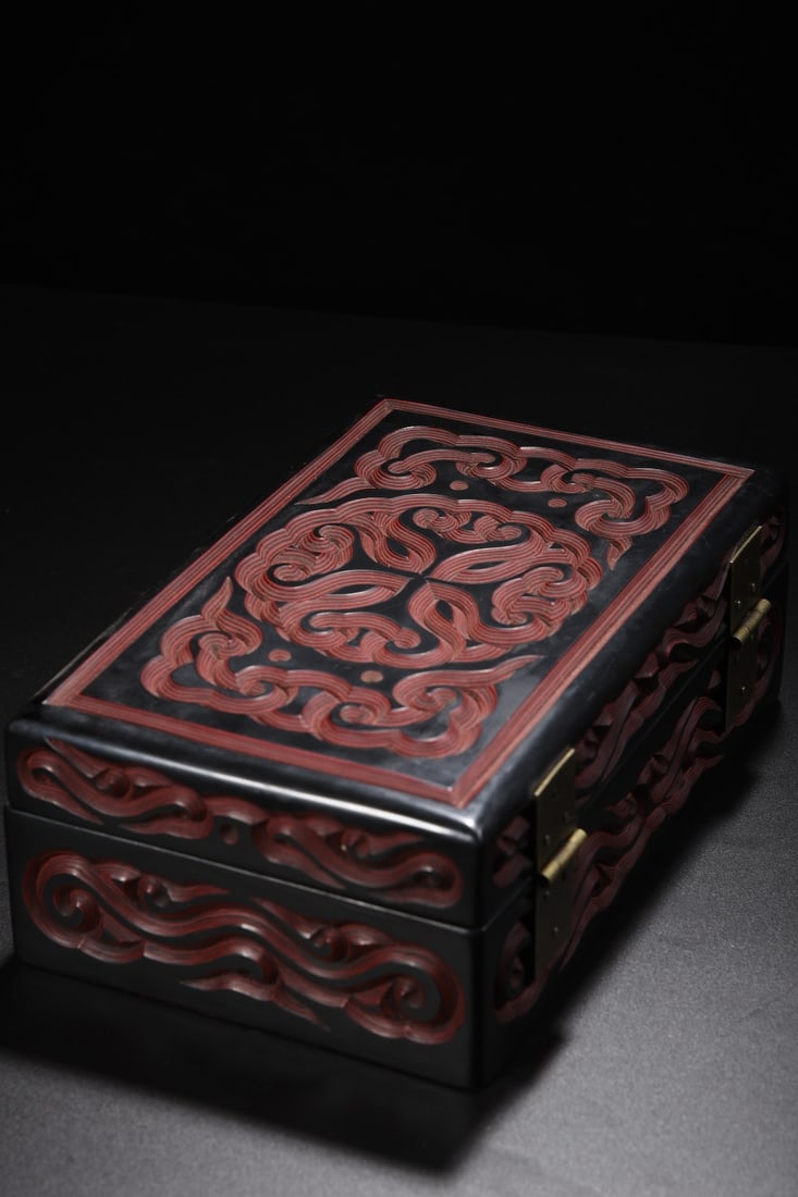 Carved lacquer cloud pattern storage box - 7