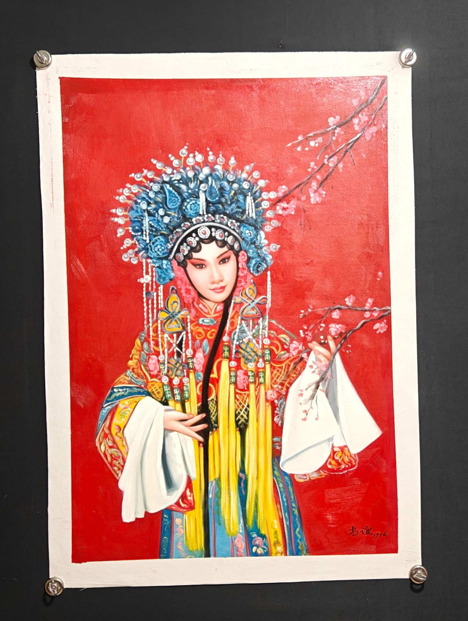 Shangyi People: Oil painting, hand-painted, depicting a figure in the style of Shangyi. (Photo of the actual painting). Dimensions: 72cm (L) x 100cm (H). Provenance:From a noted private collection in Bavaria, Germany