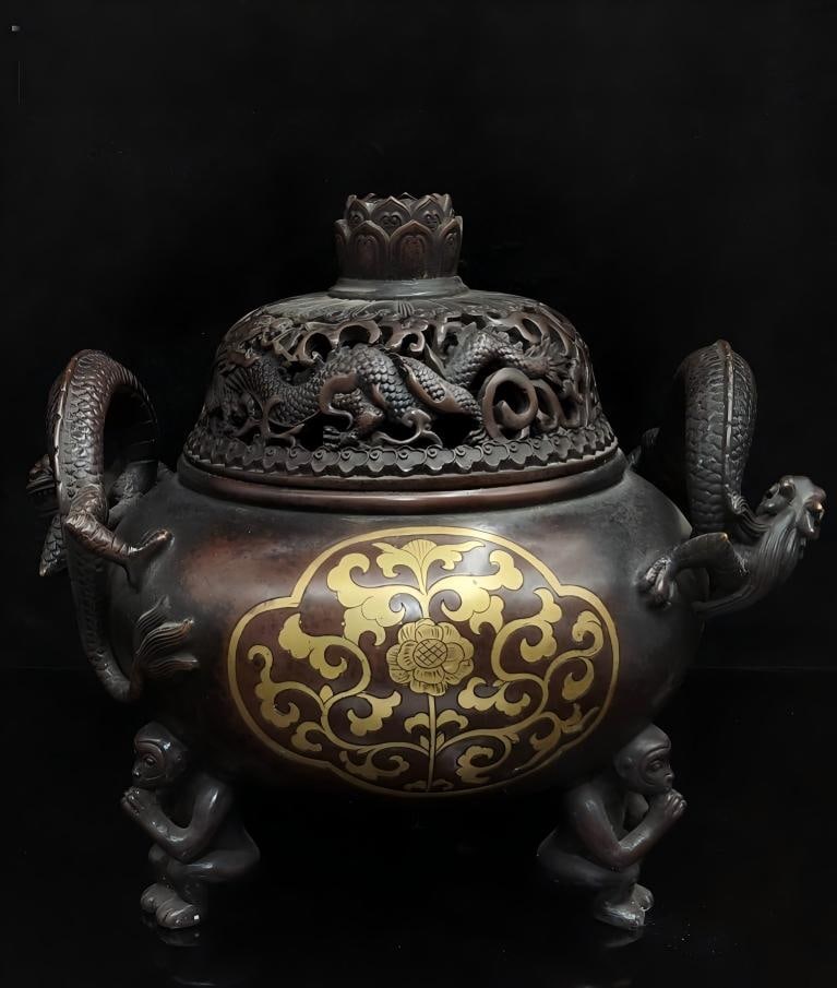 Rare Gold-Plated Bronze Incense Burner (1 of 9)