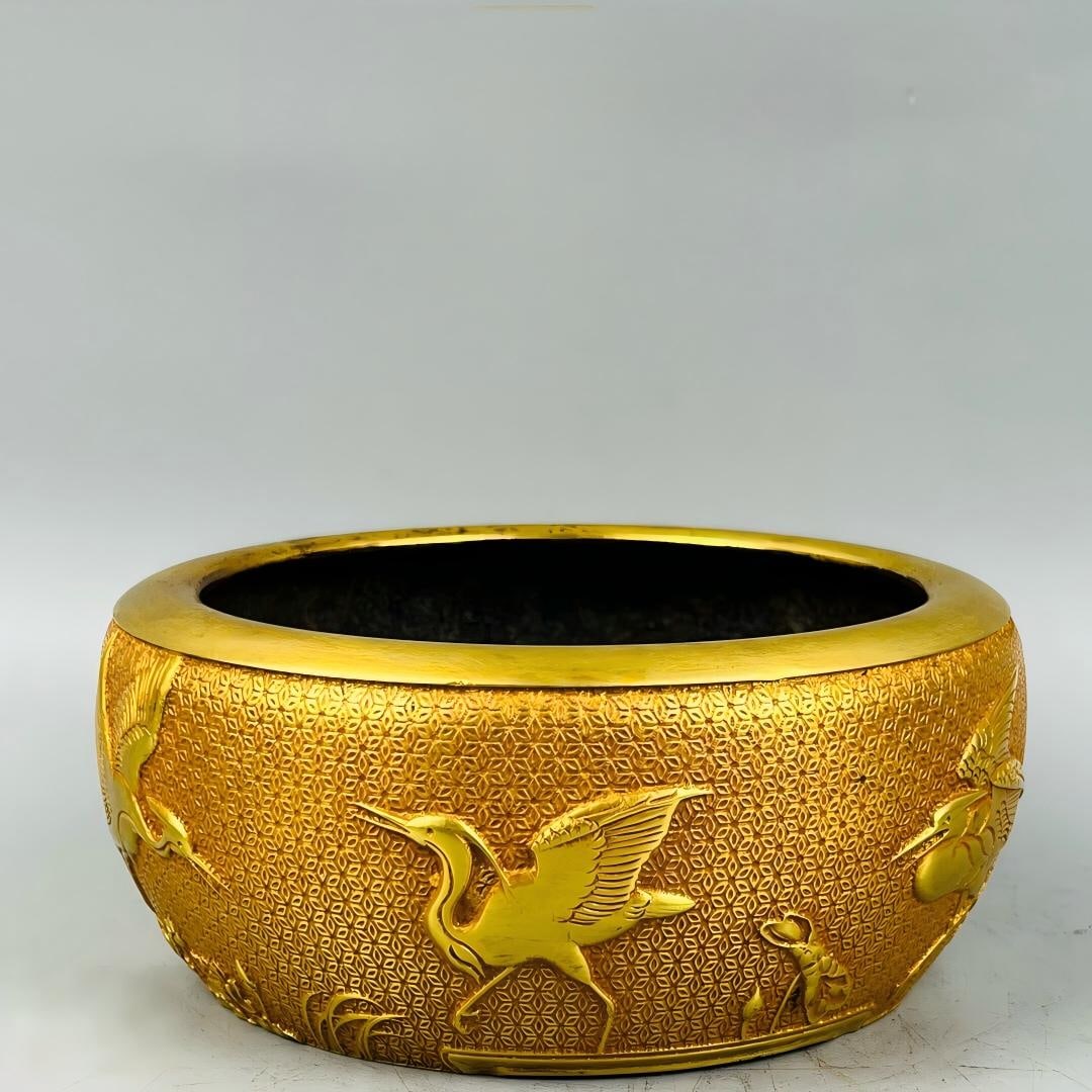 Former Collection of Gilt Bronze Incense Burner with Cranes and Lotus (1 of 9)