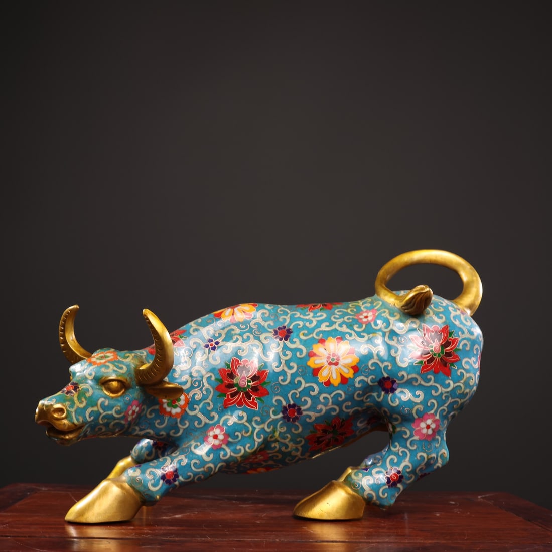 Rare pure copper gilt cloisonne ox zodiac animal figurine (1 of 9)