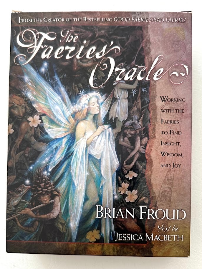 Brian Froud. The Faeries' Oracle.: New York: 2000. Illustrations by Froud; first edition, later printing; with a half page original drawing SIGNED by Froud on the front fly leaf; complete with publisher's box and the 66 color cards