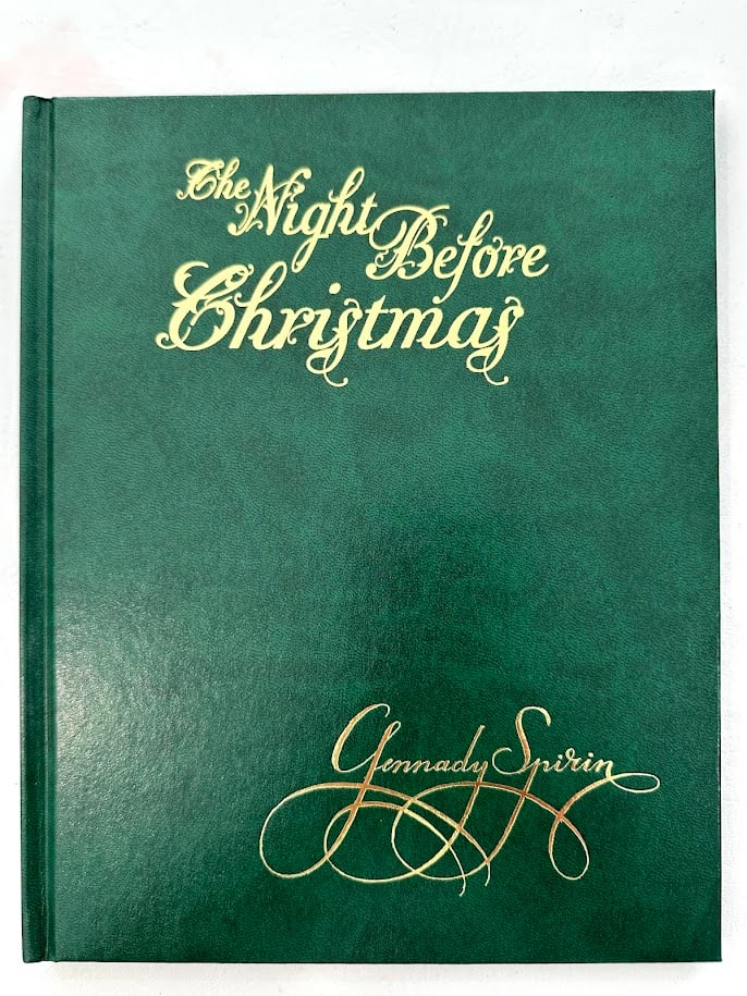 Clement C. Moore. The Night Before Christmas.: Tarrytown: 2006. Illustrated with 2 double page color, 9 full page color, plus other color illustrations by Gennady Spirin. Bound in gilt lettered leather over boards. Limited to 300 numbered SIGNED