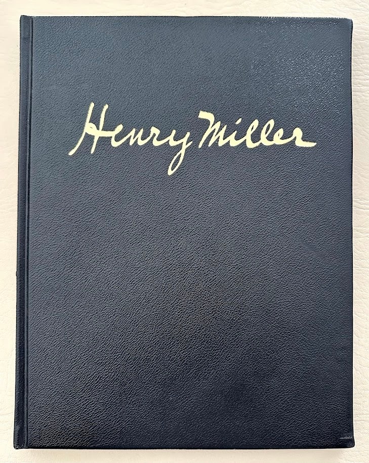 Henry Miller. Insomnia or the Devil at Large. Signed: New York: Doubleday, 1974. 4to; illustrated in color and b/w; bound in full leather; fine in slipcase. Limited to 150 copies, this being one of 100 copies in English. The binding is full Moroccan