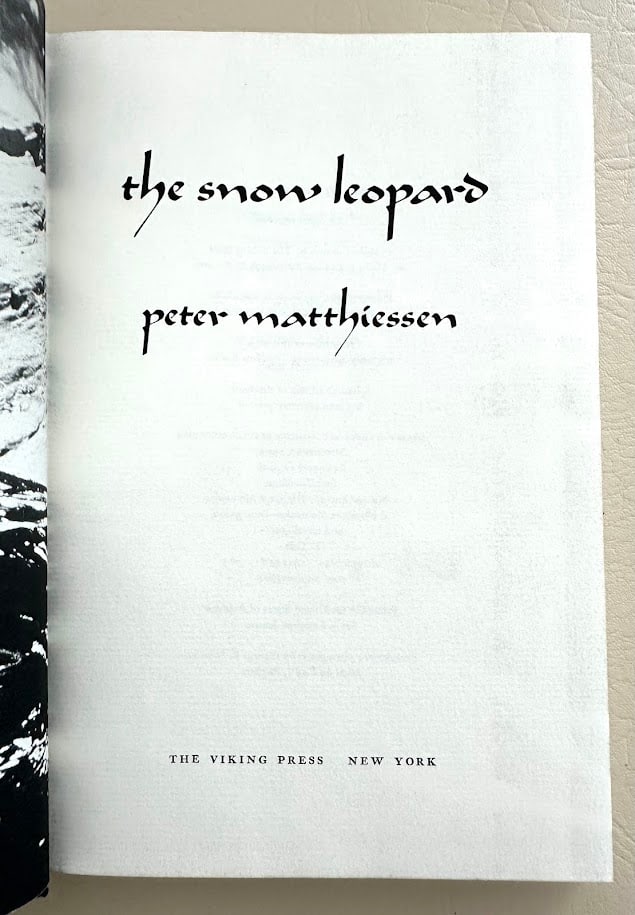 Peter Matthiessen. The Snow Leopard. Signed Proof - 2