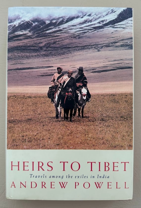 Andrew Powell. Heirs to Tibet. Travels Among the Exiles in India.: London: 1992. 8vo; 384pp; boards; color pictorial jacket; illustrated with 2 maps; fine copy. First edition.
