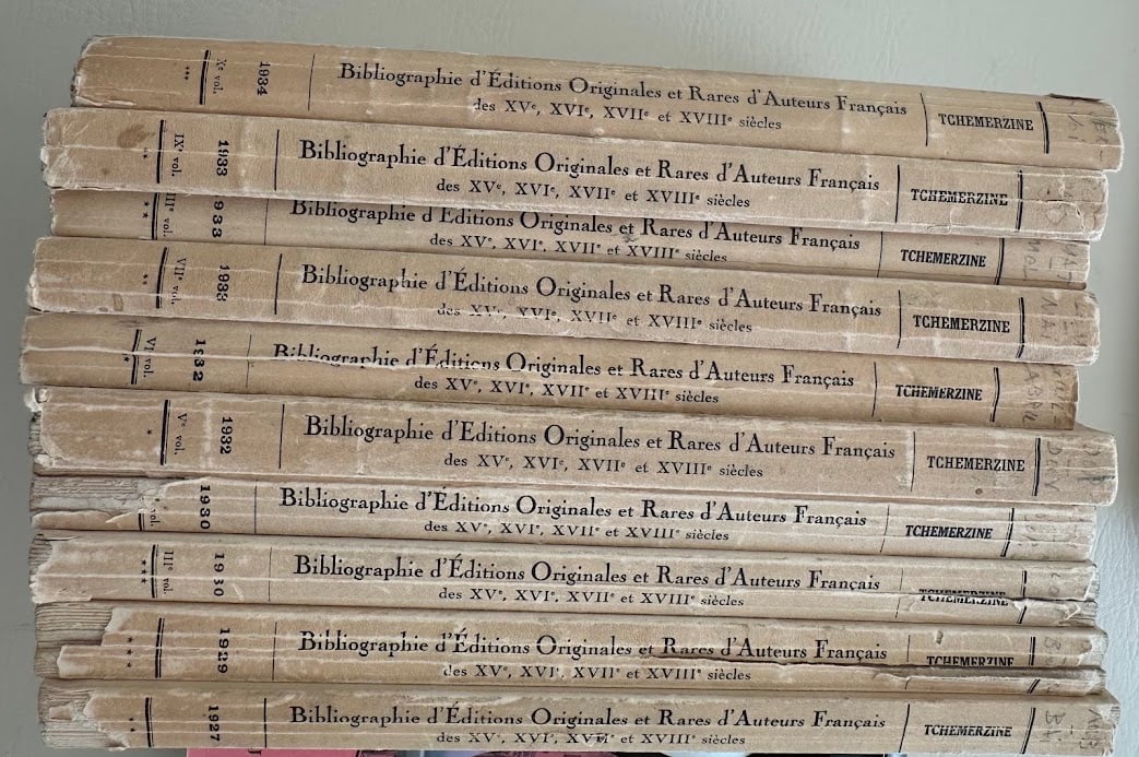 Bibliographie d'editions originales et rares d'auteurs francais des XVe, XVIe, XVIIe et XVIIIe (1 of 6)
