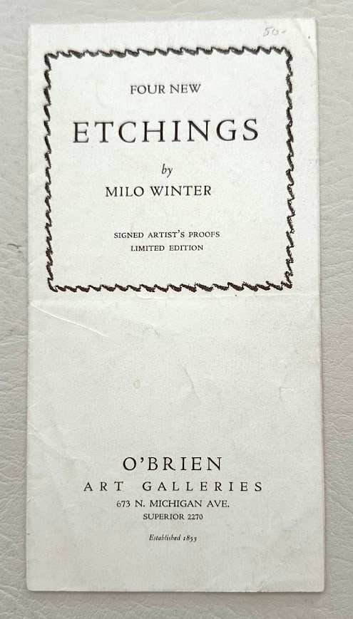 Milo Winter. Four New Etchings. Signed Artist's Proofs. Limited edition. (1 of 3)
