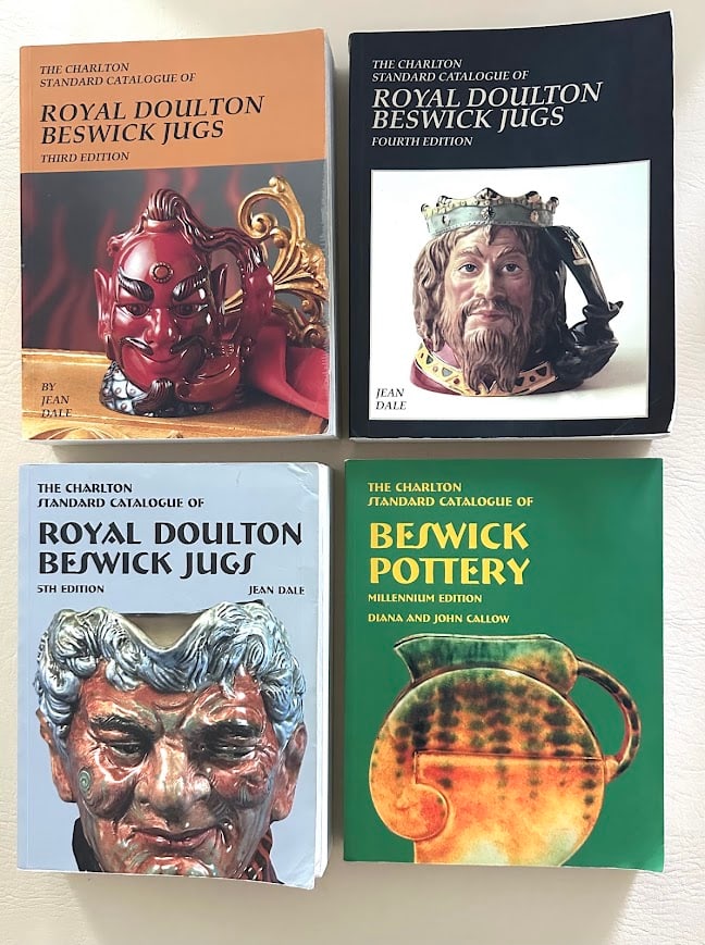 [Royal Doulton] Four reference volumes as:: The Charlton Standard Catalogue of Beswick Pottery. Millennium Edition, 1999 * The Charlton Standard Catalogue of Royal Doulton Beswick Jugs. Third edition 1995 * The Charlton Standard Catalogue of Ro