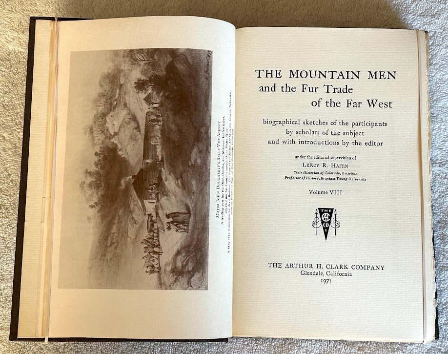 LeRoy R. Hafen. The Mountain Men and the Fur Trade of the Far West. Biographical Sketches of the: Glendale: Arthur H. Clark, 1971. 8vo; 394pp; gilt lettered cloth; illustrated with 24 photographs; a fine copy. First edition.