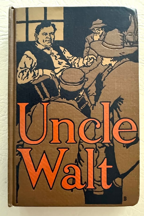 [Binding] Uncle Walt. The Poet Philosopher, George Adams.: Chicago: George Matthew Adams, 1910. 8vo; 189pp; pictorial cloth; frontispiece portrait of Adams; front cover design by Will Bradley. First edition; the author's first book. A very fine, bright copy.