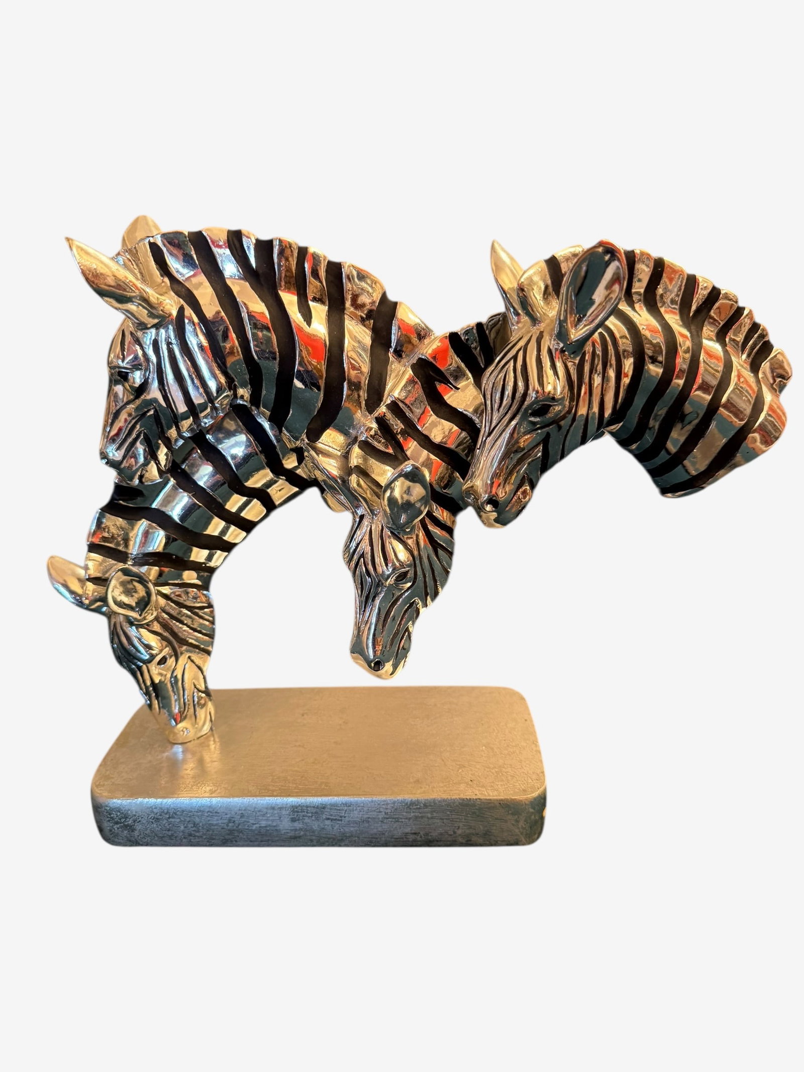 Contemporary Silver-Plate Metal Zebra Sculpture (1 of 5)