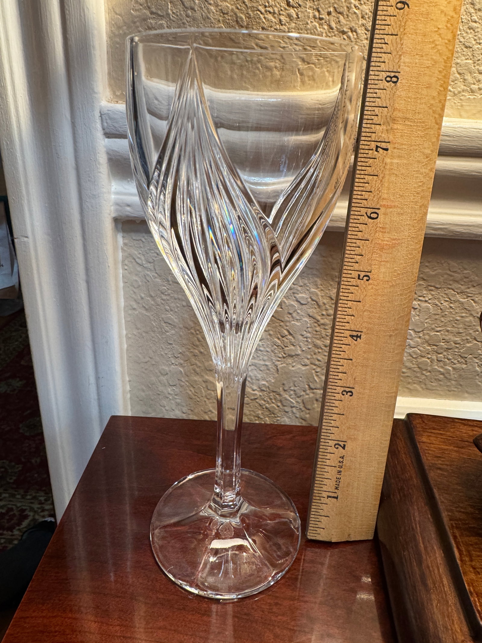 Gorham Primrose Crystal Wine Glass: Gorham Primrose pattern. Discontinued in 1998.
