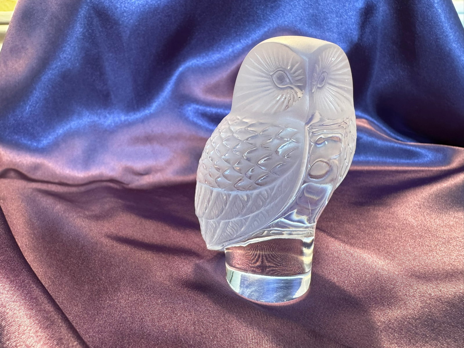 Lalique France Frosted Crystal Owl Figurine (1 of 5)