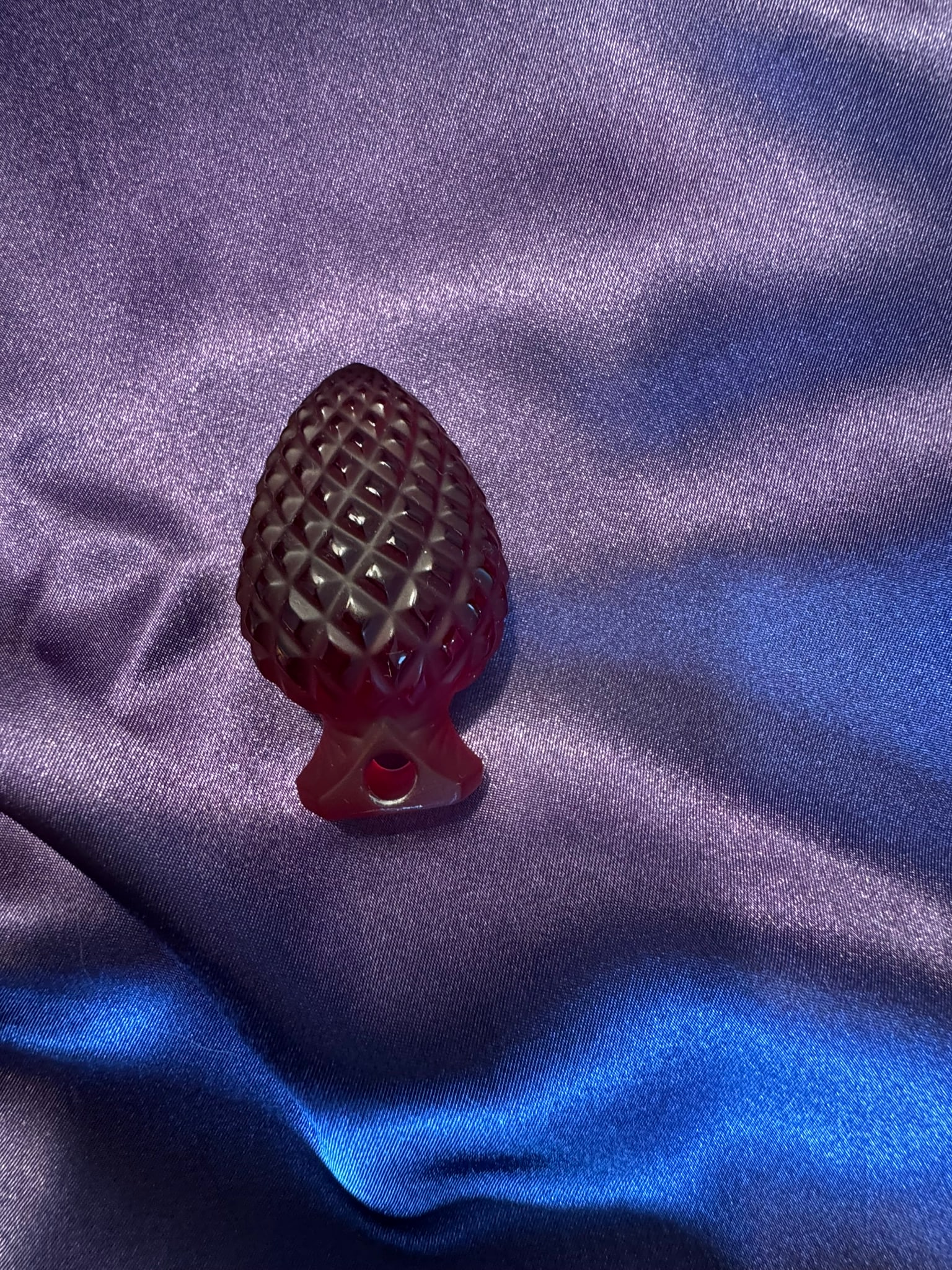 Lalique Ruby Red Crystal Pinecone Ornament - 2