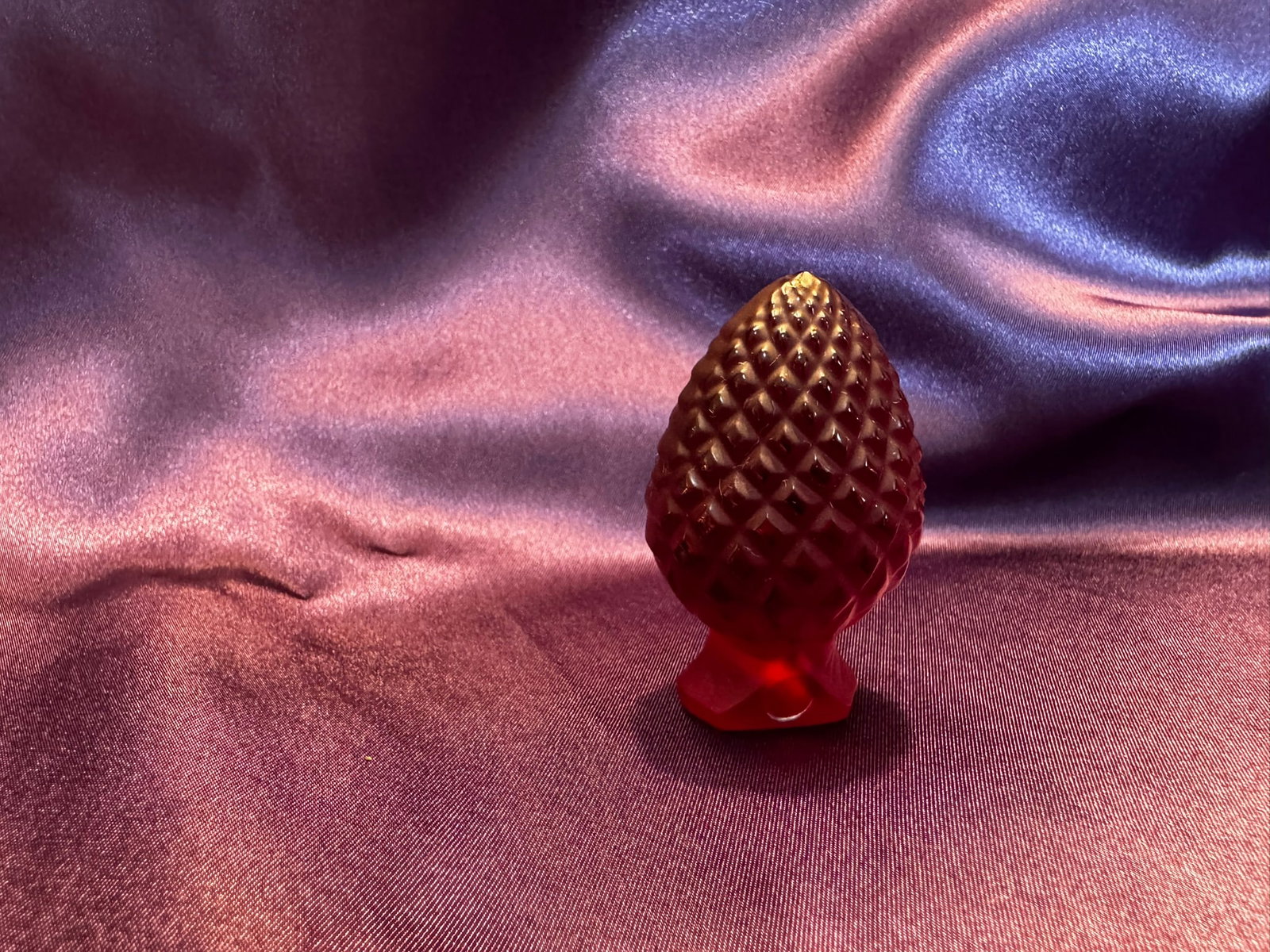 Lalique Ruby Red Crystal Pinecone Ornament - 3