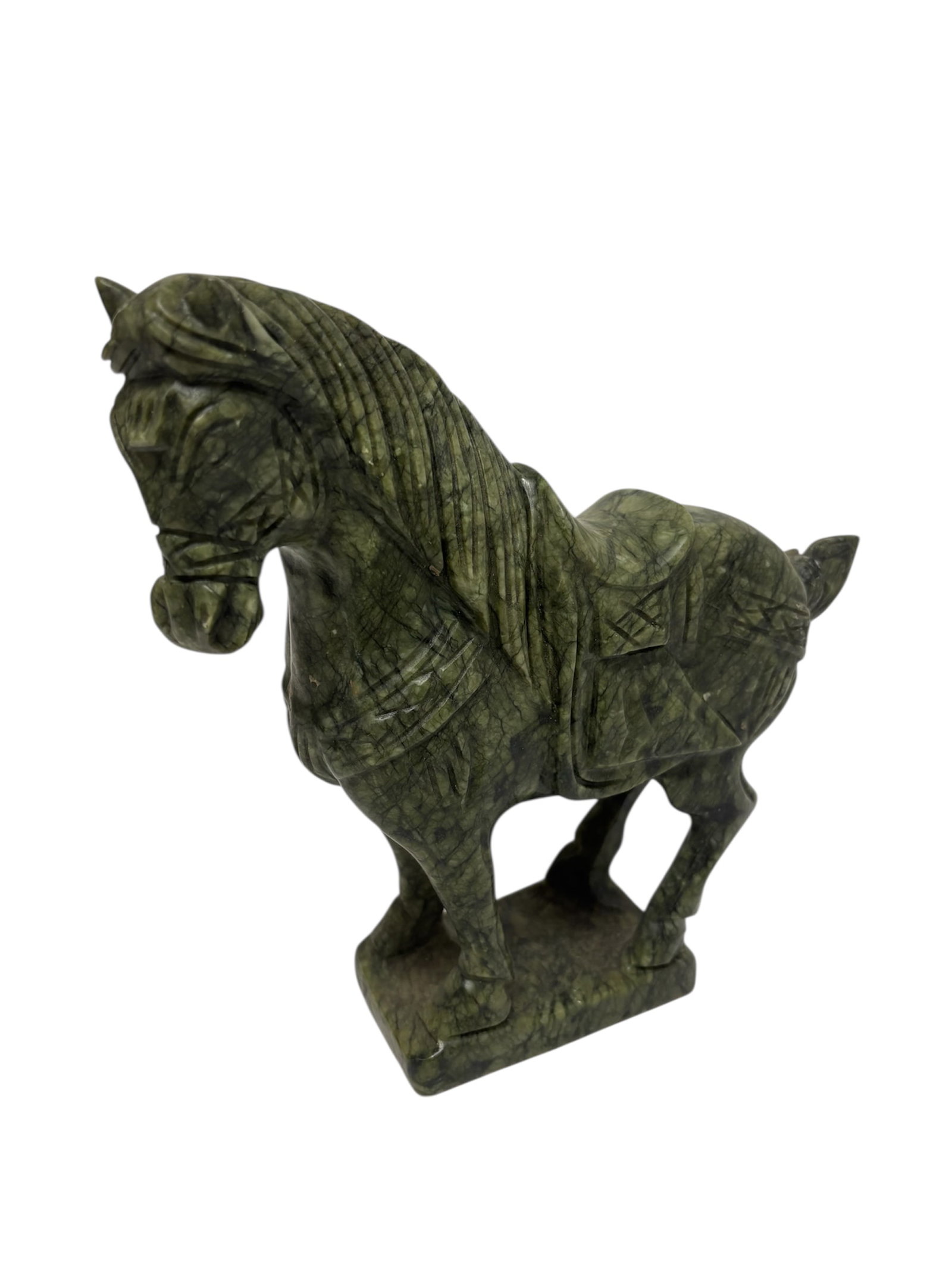 Chinese Hard Stone Tang Dynasty Style War Horse Sculpture (1 of 8)