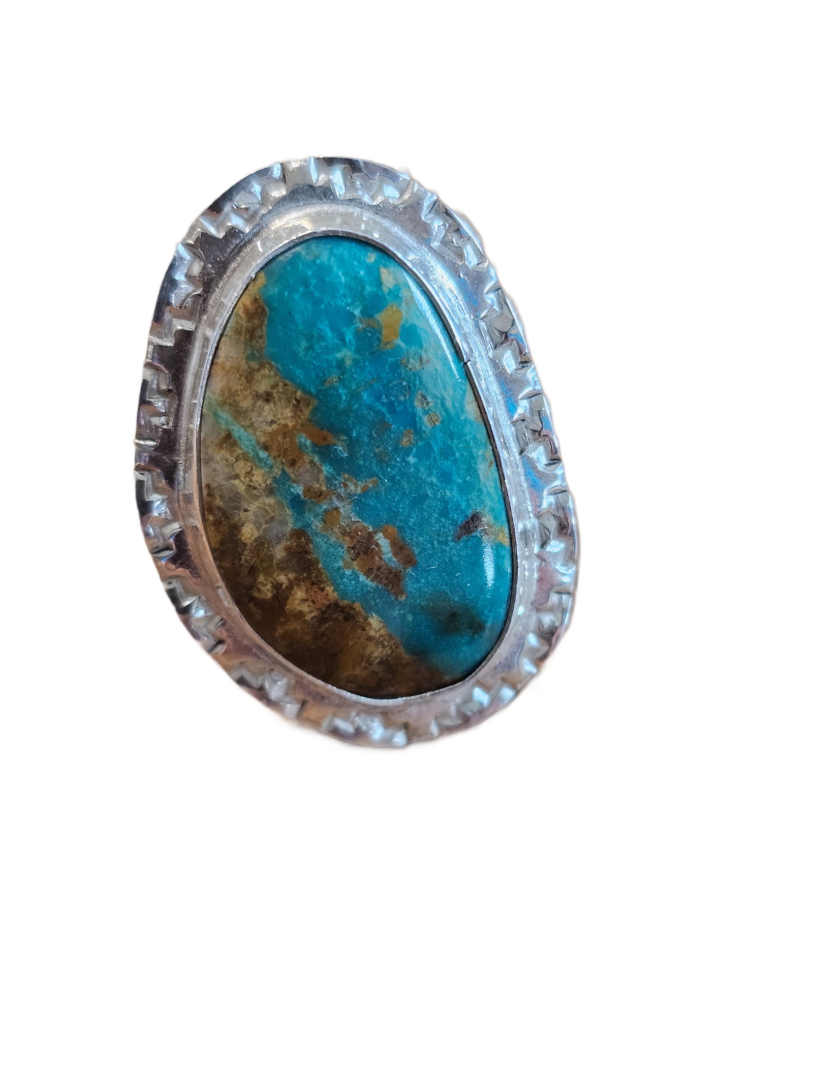 Large Sterling Silver Turquoise Ring JC Hallmark Wide Band Size 8–9 22.47g (1 of 3)