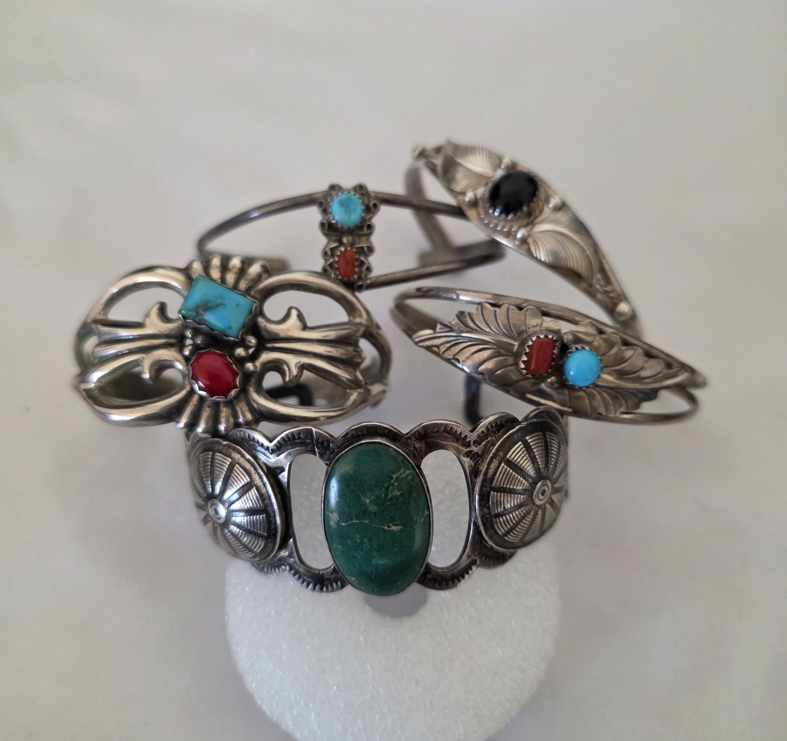 Vintage Lot Of Five Sterling Stacker Cuffs 83.67g (1 of 5)