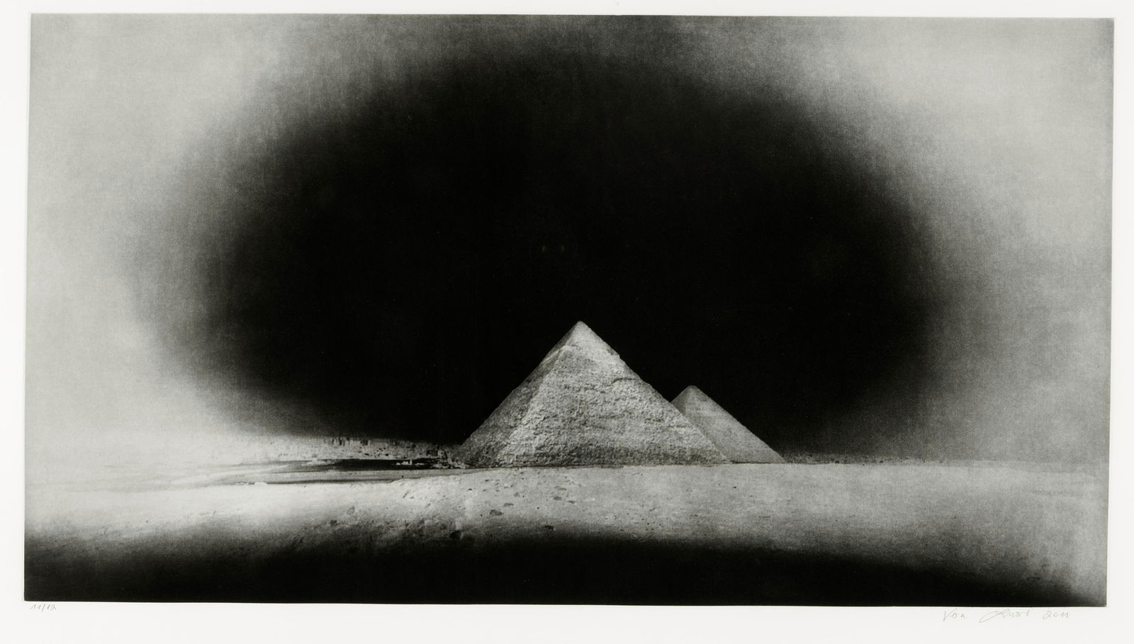 Vera Lutter (born 1960); Chephren and Cheops Pyramids,: Vera Lutter (born 1960) Chephren and Cheops Pyramids, Giza: January 28, 2010, 2011 Photogravure on Rives BFK paper, signed in pencil, dated and numbered 11/12, published by Carolina Nitsch, New York,