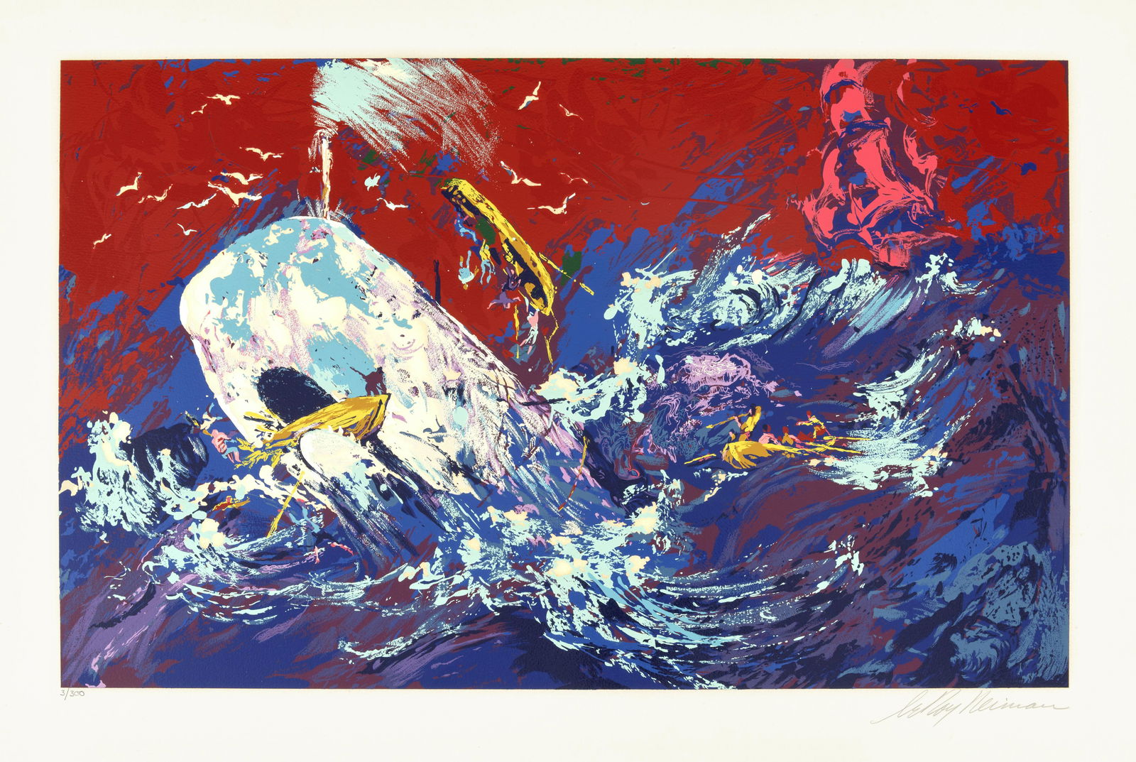 LeRoy Neiman (1921-2012); Moby Dick;: LeRoy Neiman (1921-2012) Moby Dick, 1977 The complete suite of 4 screenprints in colors on wove paper, each signed in pencil and numbered 3/300, published by Knoedler Publishing Inc., New York, with t