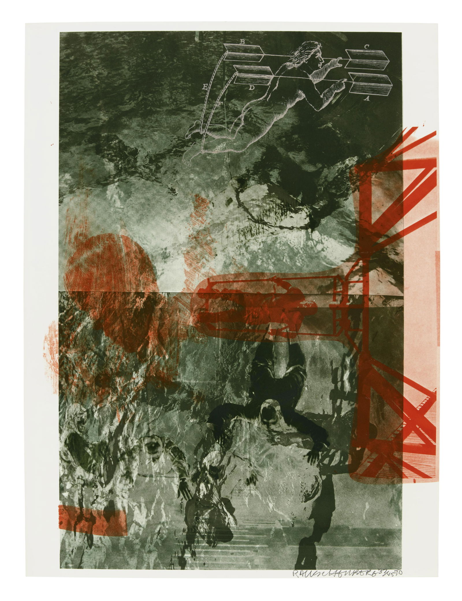 Robert Rauschenberg (1925-2008); Bait, from Stoned Moon: Robert Rauschenberg (1925-2008) Bait, from Stoned Moon Series, 1970 Lithograph in colors on wove paper, signed in pencil, dated and numbered 37/45, with the blindstamp and the inkstamp of publisher Ge