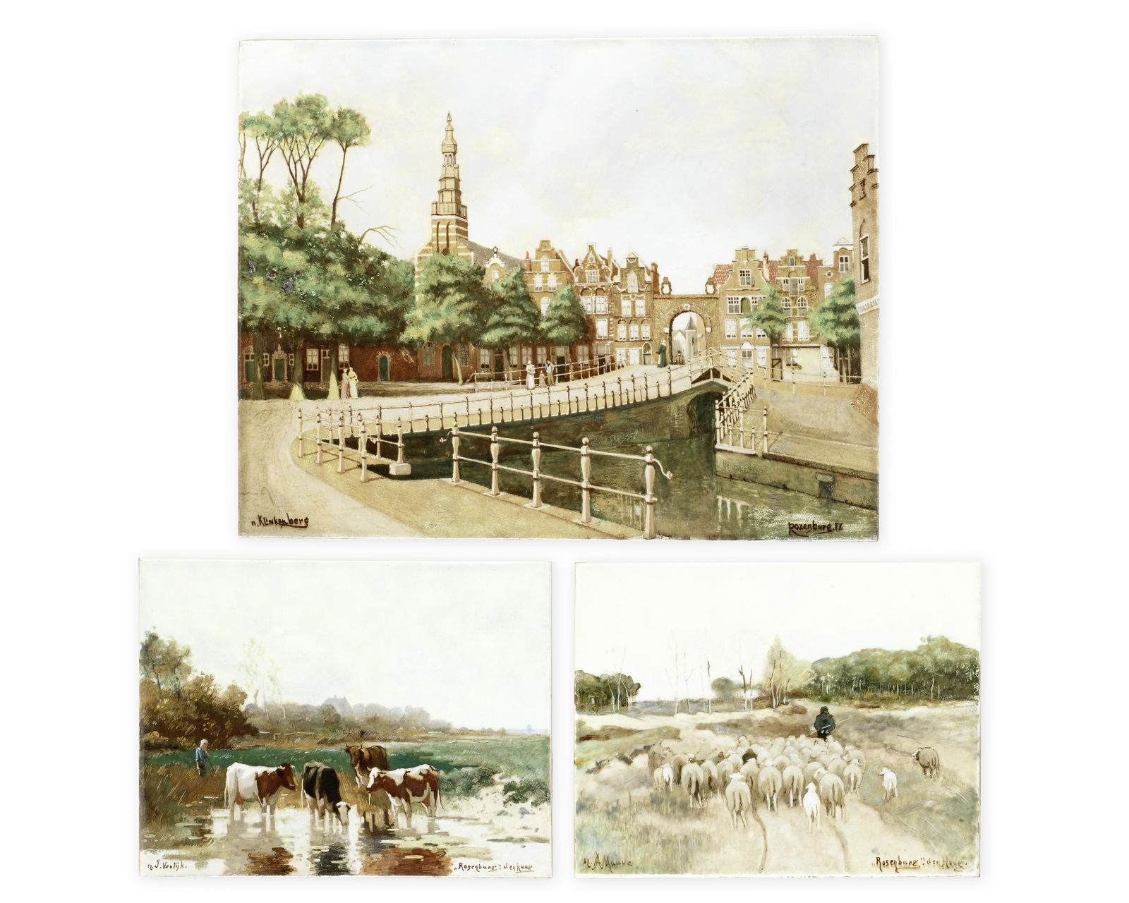 Rozenburg Three pictorial tiles, early 20th Century (1 of 1)