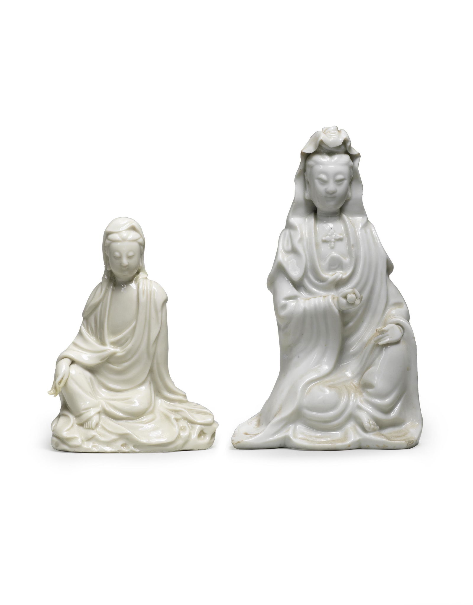 TWO BLANC-DE-CHINE FIGURES OF GUANYIN Kangxi (2) (1 of 1)