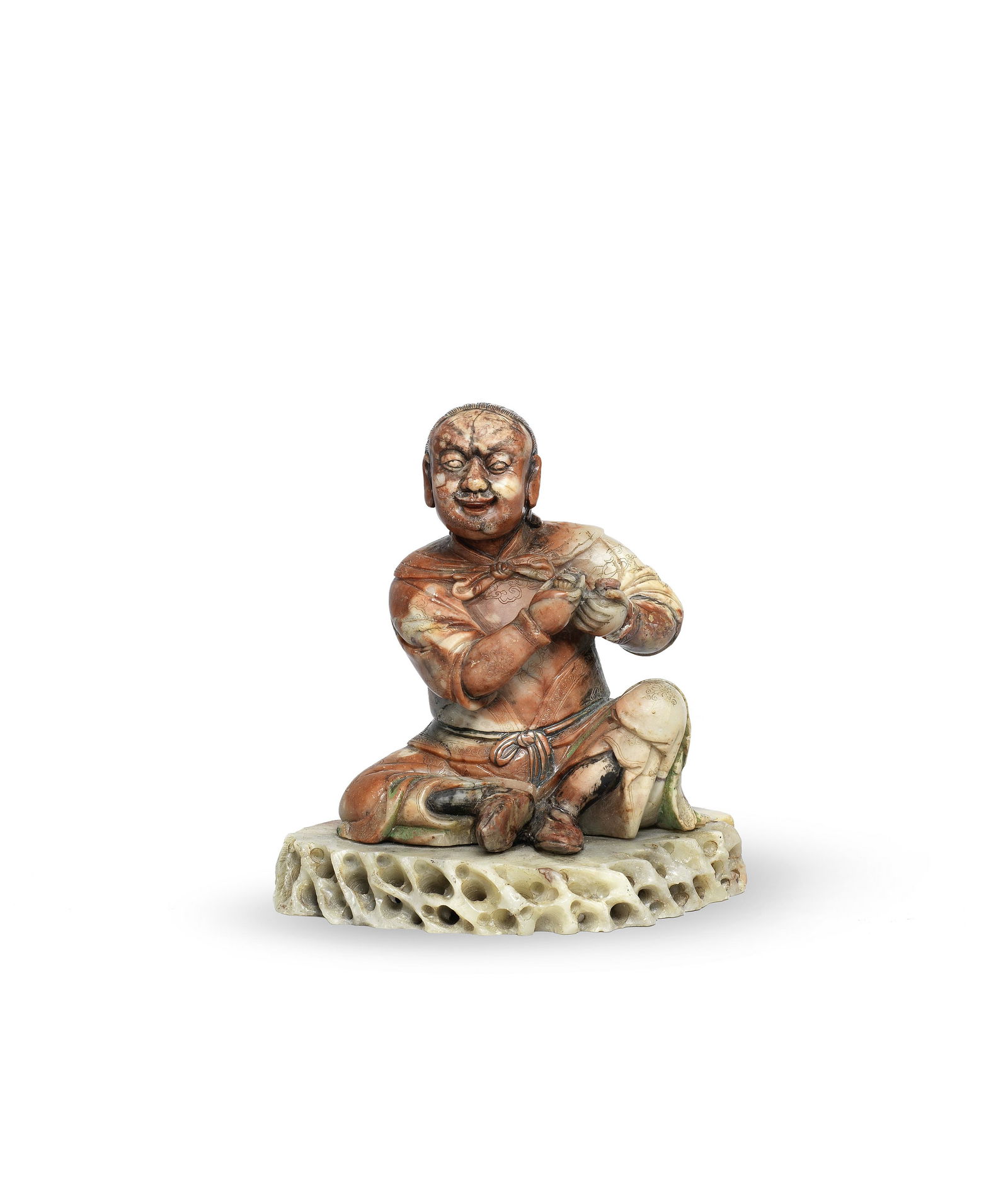 A SOAPSTONE CARVING OF A LUOHAN 17th/18th century (1 of 1)