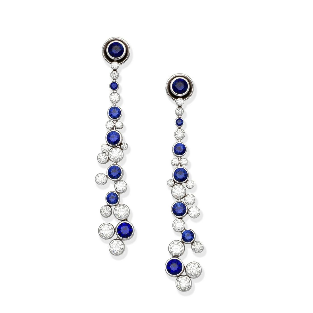 GRAFF: SAPPHIRE AND DIAMOND 'INFINITY' PENDENT EARRINGS (1 of 2)