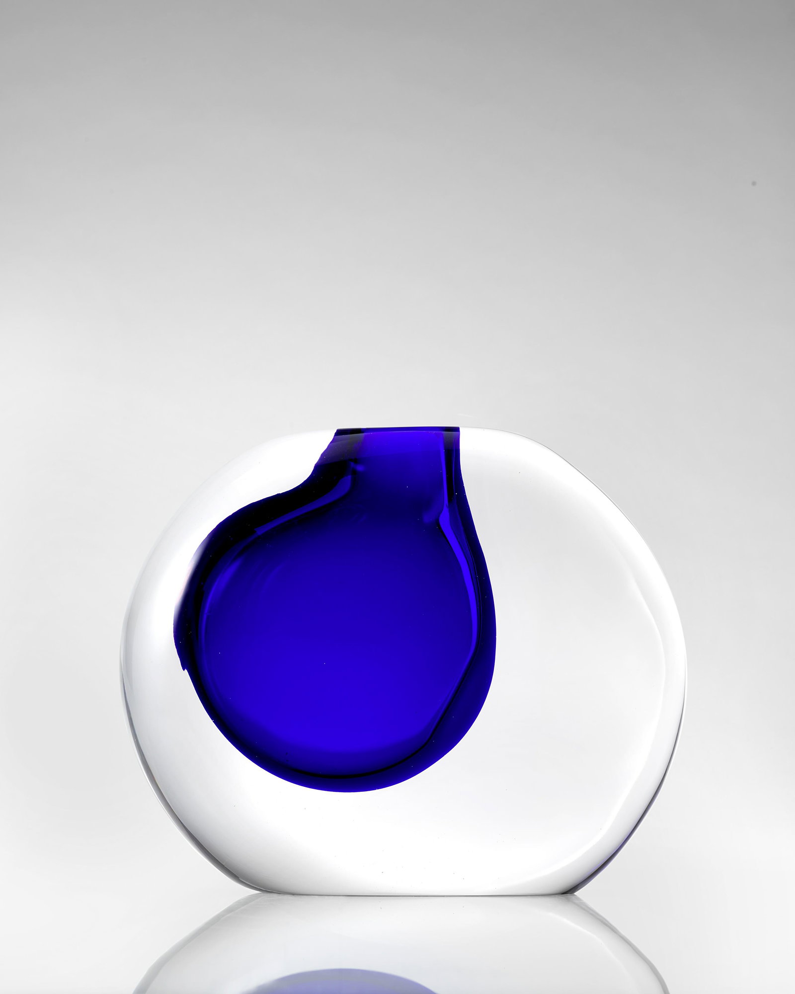 Antonio da Ros (1936-2012) Sasso Momento Vase1965for: Antonio da Ros (1936-2012) Sasso Momento Vase 1965 for Vetreria Gino Cenedese, blue sommerso glass height 8 1/4in (20.5cm); width 9in (24cm); depth 3in (7.5cm) Footnotes: This lot is offered with No R