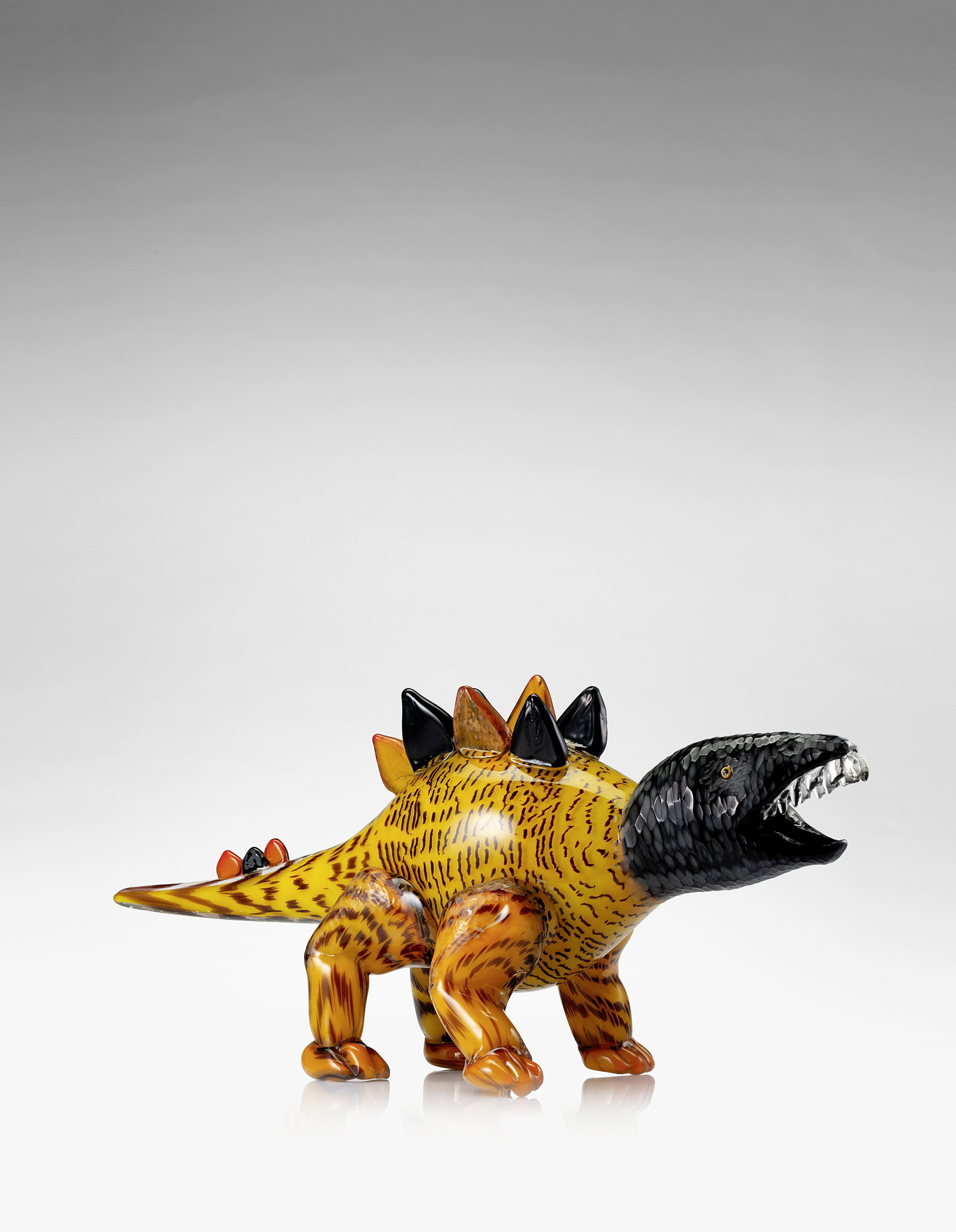 Antonio da Ros (1936-2012) Monumental Stegosaurus: Antonio da Ros (1936-2012) Monumental Stegosaurus 1997 for Vetreria Gino Cenedese, from Dinosaurs/Fossils series, applied glass with battuto carving to the head height 12 1/4in (31cm); width 27 3/4in