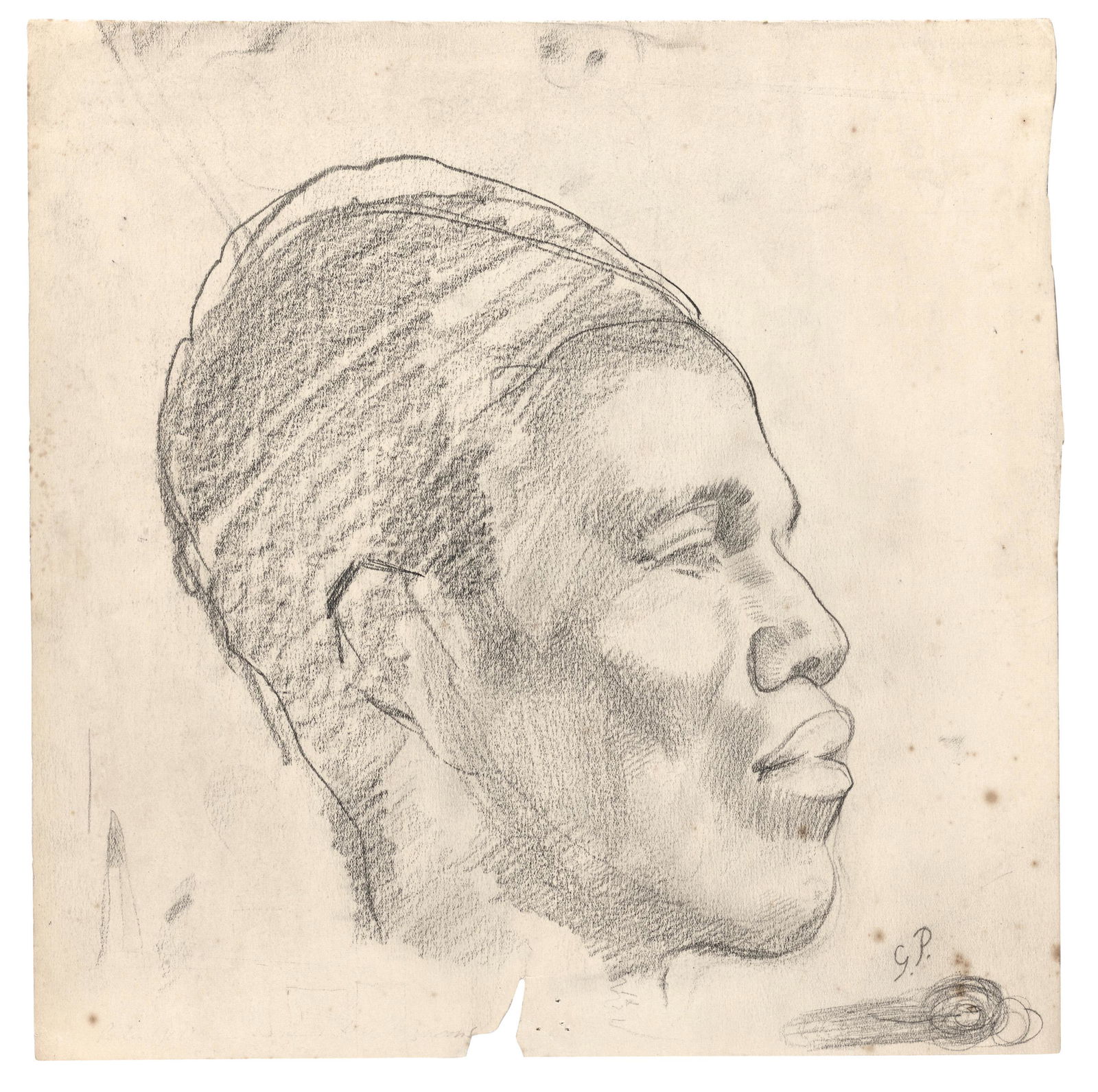 Glyn Warren Philpot R.A. (British, 1884-1937): Glyn Warren Philpot R.A. (British, 1884-1937) Double sided Portrait Study of Henry Thomas signed with initials 'G.P.' (lower right); inscribed and dated 'Henry/1935' (on the reverse) charcoal on paper