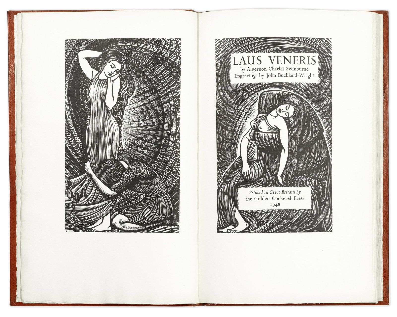 GOLDEN COCKEREL PRESS - JOHN BUCKLAND WRIGHT SWINBURNE: GOLDEN COCKEREL PRESS - JOHN BUCKLAND WRIGHT SWINBURNE (ALGERNON CHARLES) Laus Veneris... Engravings by John Buckland Wright, NUMBER 39 OF 100 SPECIALLY BOUND COPIES WITH AN EXTRA ENGRAVING, from an