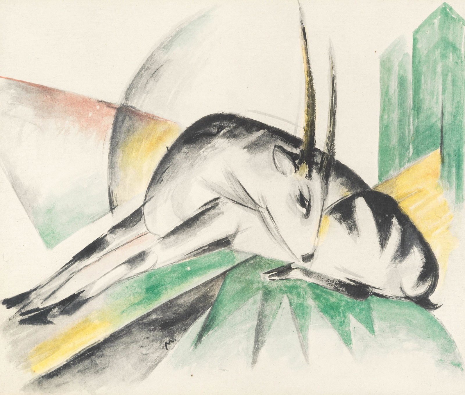 After Franz Marc Antelope Offset lithographic: AFTER FRANZ MARC Antelope Offset lithographic reproduction, with margins, 380 x 455mm (15 x 17 7/8in)(I)