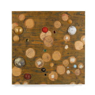 JOHN TORREANO (BORN 1941): JOHN TORREANO (BORN 1941) Red Ball 1988 glass, wood, and gold leaf on plywood 32 1/2 x 32 1/2in (82.5 x 82.5cm) Footnotes: Provenance Shea & Beker, New York Private Collection, Arizona